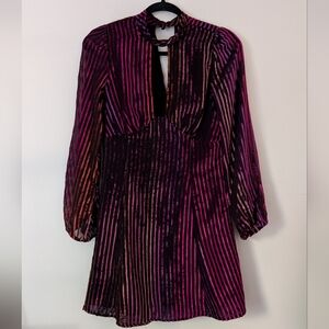 Elegant Striped Purple and Pink Dress